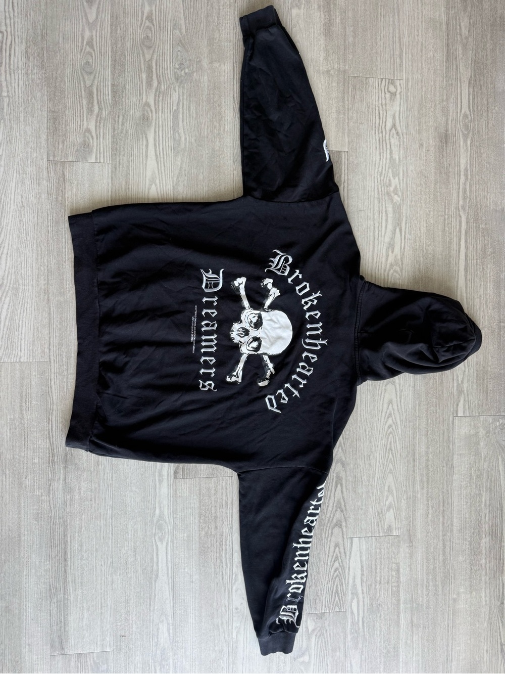 Black Skull Graphic Hoodie - 'Brokenhearted Dreamers'
